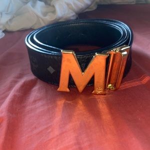 MCM belt with gold buckle